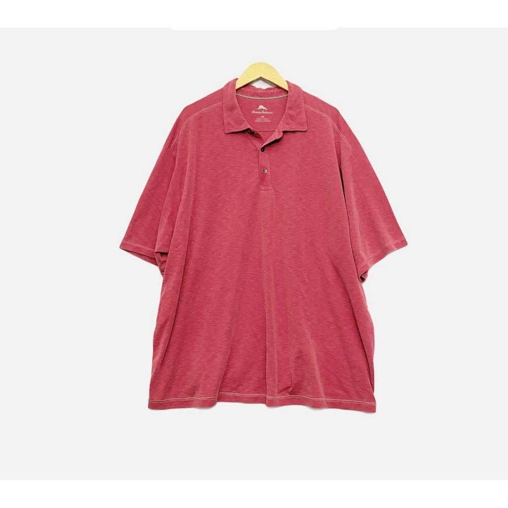 Tommy Bahama Polo Shirt Mens Size 3XB Big Tencel Red Golf Short Sleeve Casual